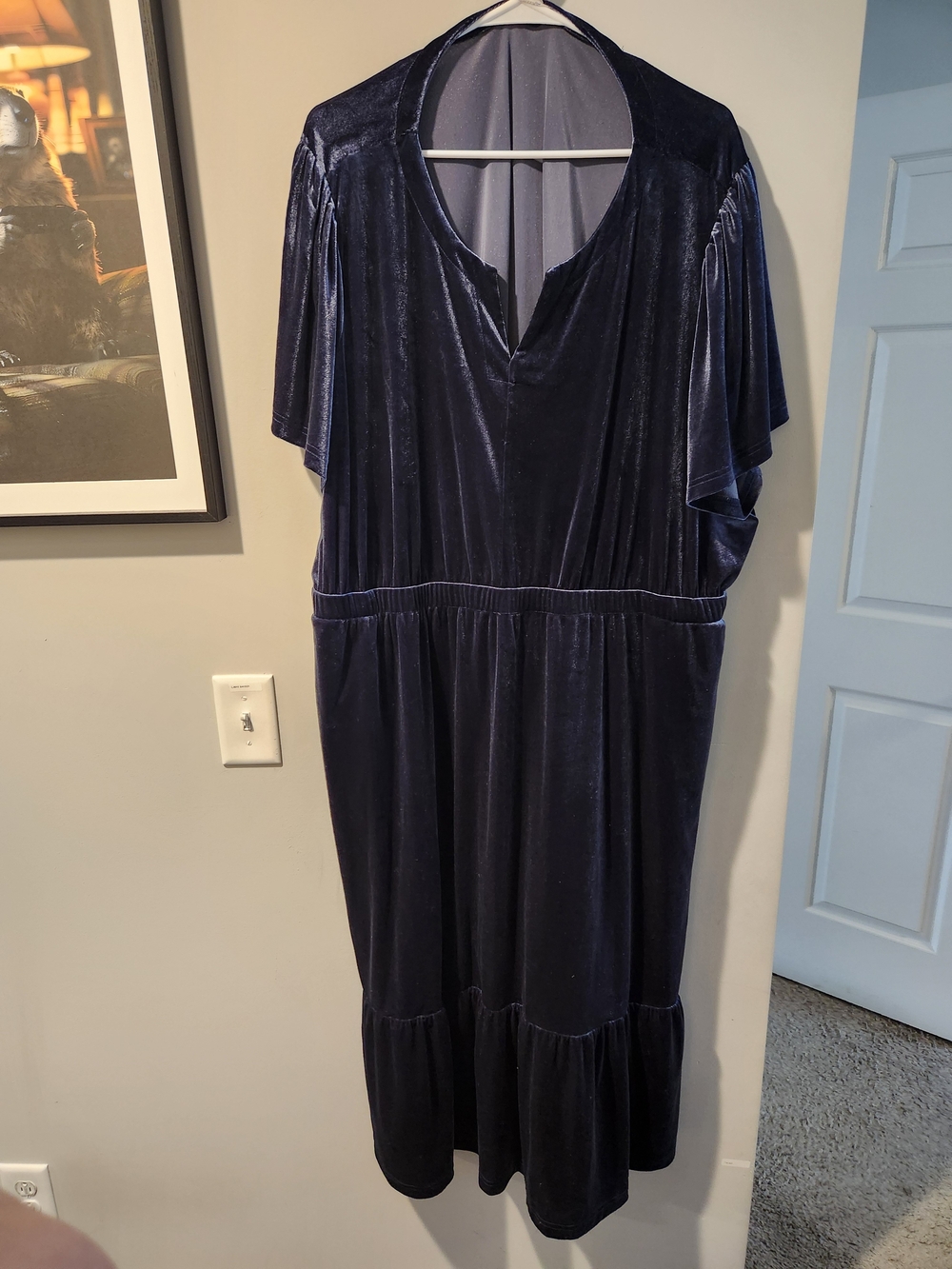 Terra & Sky Navy Velvet Midi Dress